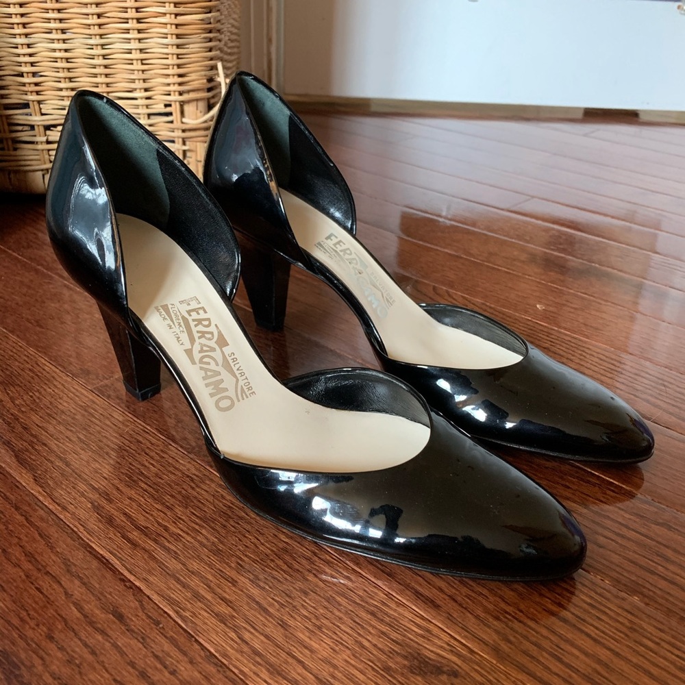 Ferragamo Black Patent Heels